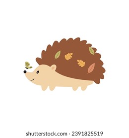 cute hedgehog with leaf accessories wild