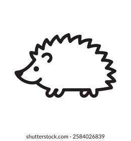 Cute hedgehog line art, outline vector illustration