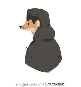 Cute Hedgehog, Lovely Wild Forest Animal Cartoon Character, Back View Vector Illustration