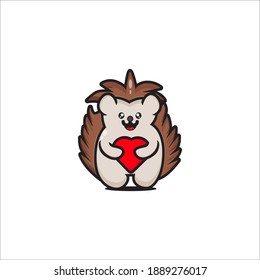 cute hedgehog mascot with love vector design eps 10