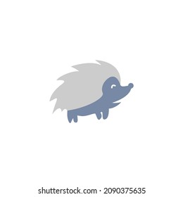 Cute hedgehog in modern flat style. Illustration of a hedgehog sweetly smiling Vector.