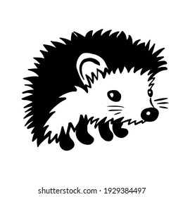 Cute hedgehog monochrome. Vector illustration