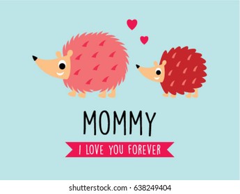 cute hedgehog mother day greeting card vector