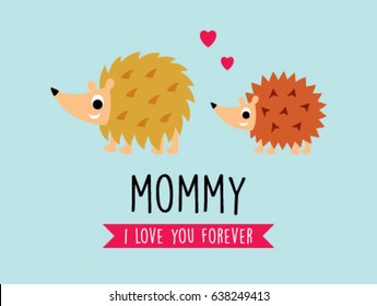 cute hedgehog mother day greeting card vector