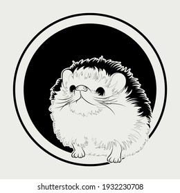 Cute hedgehog on background with circles. Vector illustration.