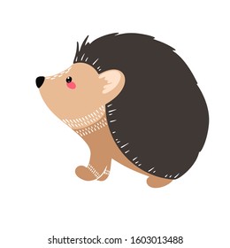 Cute hedgehog on the white background. Hand drawn illustration in scandinavian style. Vector
