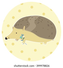 cute hedgehog on a yellow background
