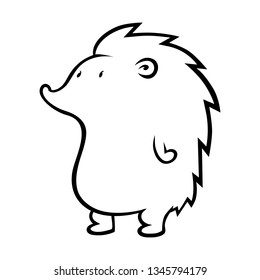 Cute hedgehog outline on white background