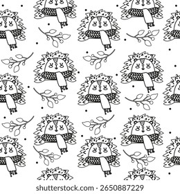 Espigão bonito padrão sem emenda. Fundo para colorir animais da floresta