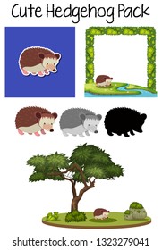 A cute hedgehog pack illustration