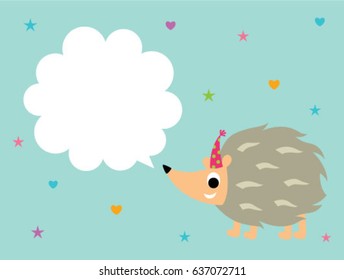 cute hedgehog party greeting card vector