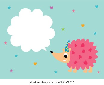 cute hedgehog party greeting card vector