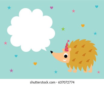 cute hedgehog party greeting card vector
