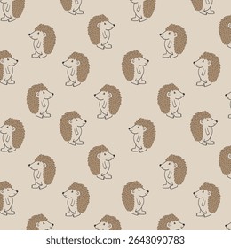Cute Hedgehog Pattern Illustration - Seamless Woodland Animal Design for Kids and Nature Themes