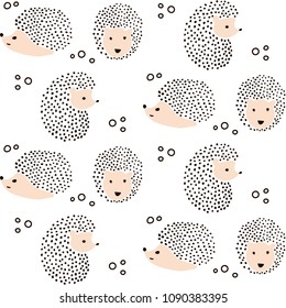 Cute hedgehog pattern - seamless animal pattern illustration