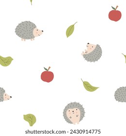 Nettes Igel nahtloses Muster, Cartoon Tier Hintergrund Vektor-Illustration.