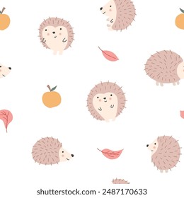Niedliche Igel nahtlose Muster, Cartoon Tier Hintergrund Vektorillustration.