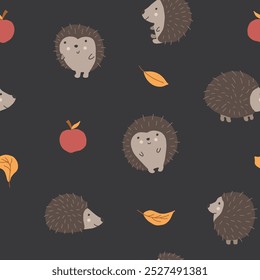 Padrão sem emenda de Hedgehog bonito, vetor de fundo animal de desenhos animados Ilustração.