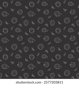 Cute Hedgehog Seamless Pattern, Cartoon animal background vector Illustration.