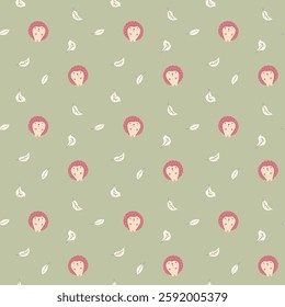 Cute Hedgehog Seamless Pattern, Cartoon animal background vector Illustration.