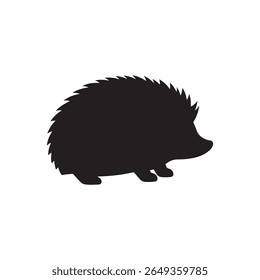 Design bonito da ilustração plana do vetor da silhueta do ouriço isolado no fundo branco