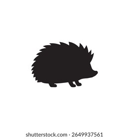 Design bonito da ilustração plana do vetor da silhueta do ouriço