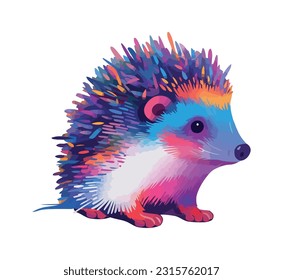 Cute hedgehog sitting, bristled fur and whiskers icon isolated