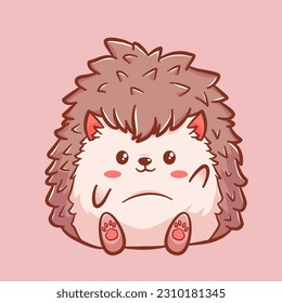 Cute hedgehog sitting cartoon character