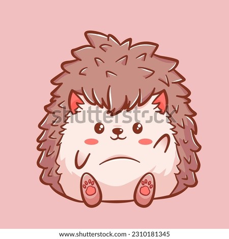 Cute hedgehog sitting cartoon character