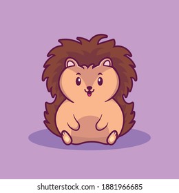 cute hedgehog sitting icon mascot cartoon character