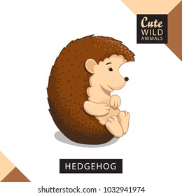 A cute hedgehog is sitting. Vector illustration from wild animals series. A picture for children's educational books, for a print on a T-shirt or your design.