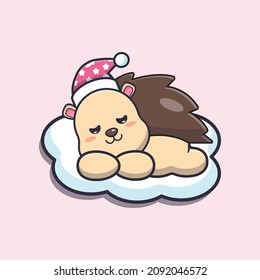 Cute hedgehog sleep. Cute cartoon animal illustration.