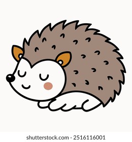 A Cute Hedgehog Sleeping Vector Illustration
