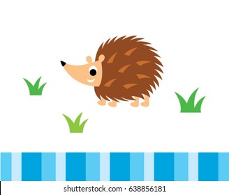 cute hedgehog in spring vector