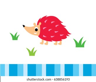 cute hedgehog in spring vector