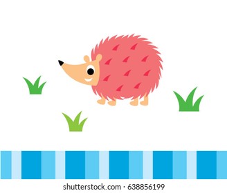 cute hedgehog in spring vector