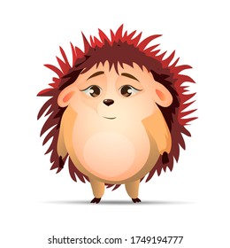 Cute hedgehog stand and watch. Vector hedgehog. Cartoon characters