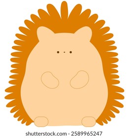 cute hedgehog standing adorably, woodland animal flat vector illustration