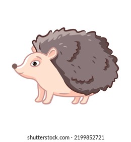 cute hedgehog stands on a white background. Vector illustration with cute forest animals