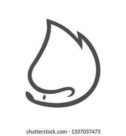 Cute hedgehog symbol, icon on white backdrop. Design element