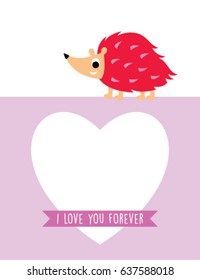 cute hedgehog valentine greeting vector