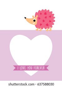 cute hedgehog valentine greeting vector
