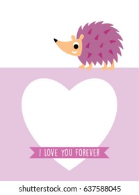 cute hedgehog valentine greeting vector