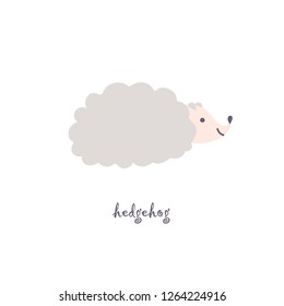 Cute hedgehog vector color characters set. Sketch hedgehog  in pastel grey, pink colour. Forest animal doodle drawing, isolated scandinavian cartoon kids book, textile, sticker, for web