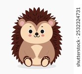 Cute hedgehog vector illustration isolated on white background	