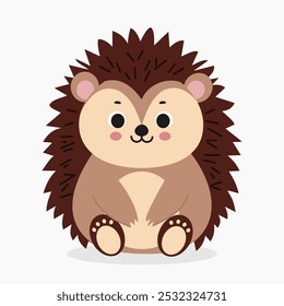 Cute hedgehog vector illustration isolated on white background	