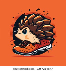 Cute Hedgehog Vector Logo Icon Sports Mascot flat illustration