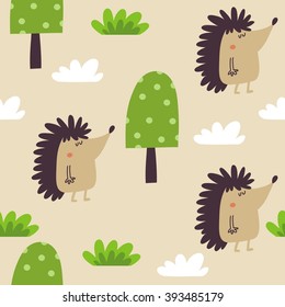 Cute Hedgehog vector print