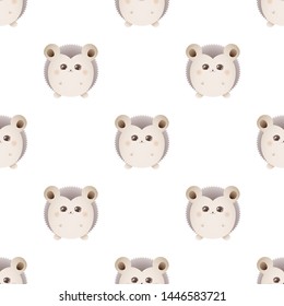 Cute hedgehog. Vector seamless pattern isolated on white background