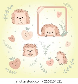 cute hedgehogs. children's illustration in soothing colors